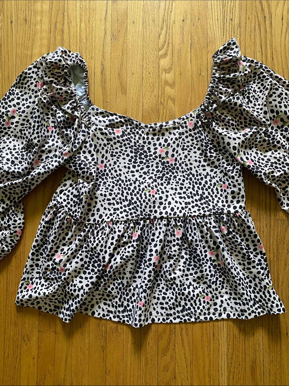 Smocked Waist Peplum Tunic in Pink Spot - Smith & Quinn